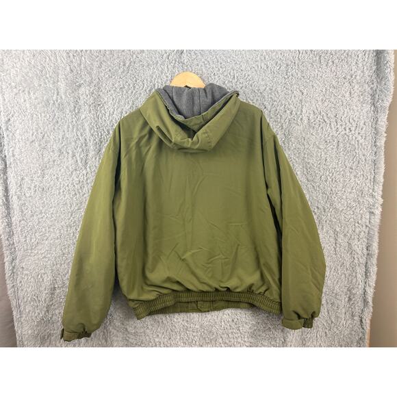 Cabela’s Outdoor Gear Men’s L Green Insulated Jacket Fleece  Hood Full Zip Shell - Picture 9 of 9